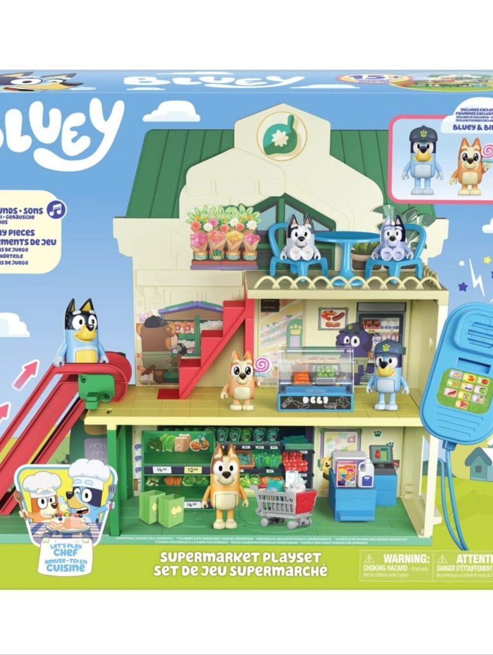 Bluey Supermarket Playset, Let's Play Chef 24 Sounds & 15+ Accessories Toy *NIB*